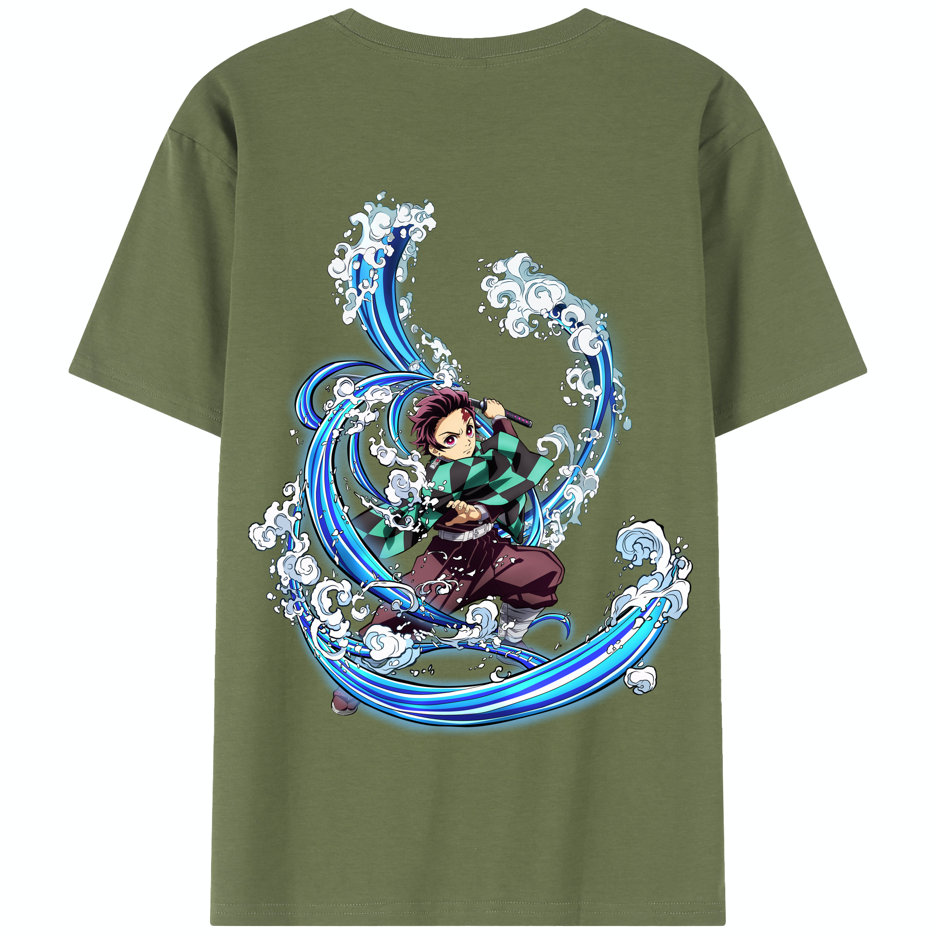 （画像用） 鬼滅の刃 竈門 炭治郎／かまど たんじろう Kamado Tanjirou 綿100％半袖Tシャツ（背面プリント）